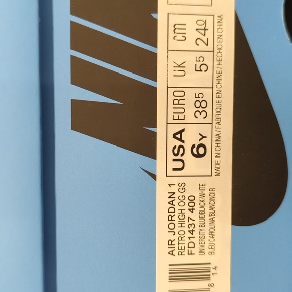 New Air Jordan 1 (AJ1) Retro High OG GS University Blue - Picture 8 of 9